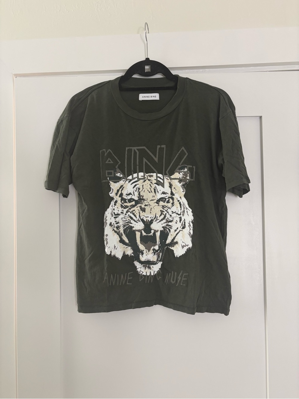 Anine Bing Tee with White Tiger Graphic
